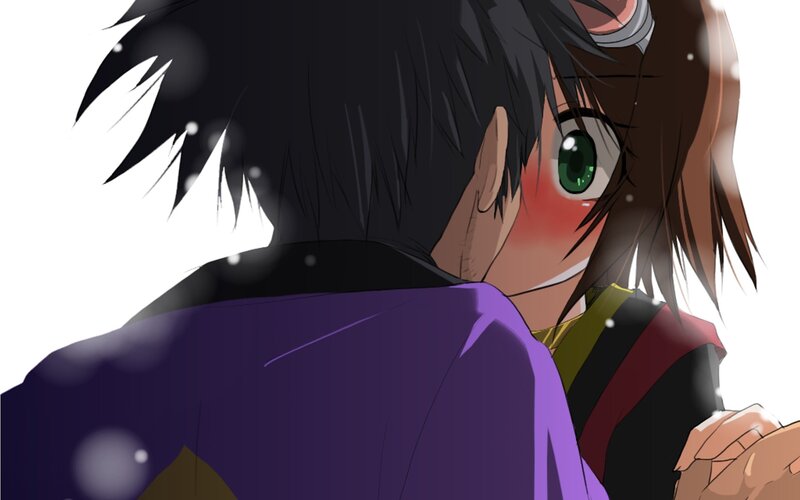 Anime Character Hugging — Purple, Dramatic