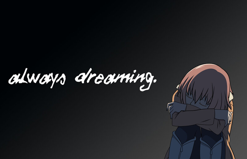 anime character hugging self