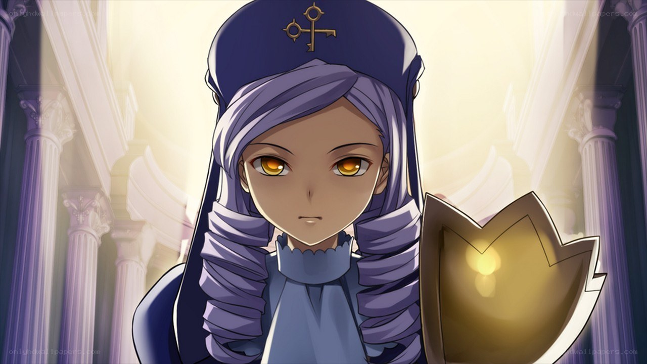 anime character in a cathedral