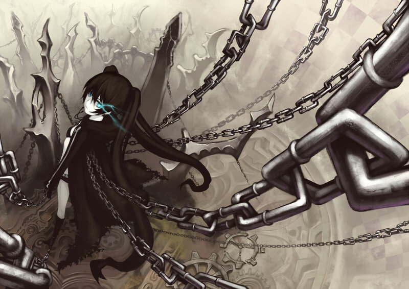 Anime character in a chain-filled world