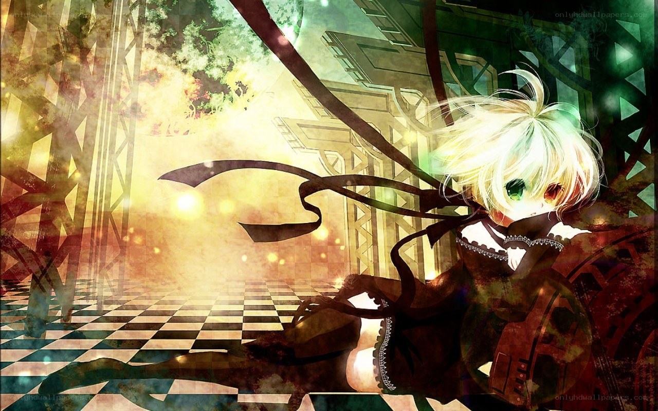 anime character in a checkered room