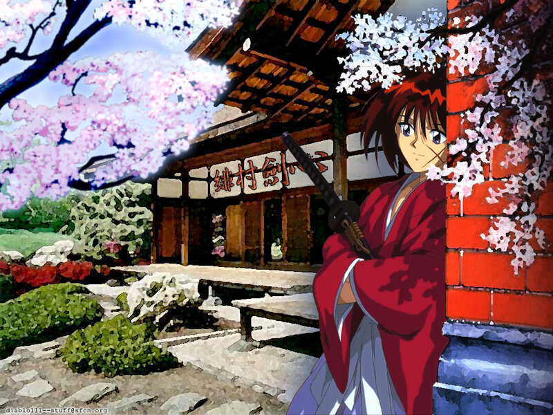 Anime character in a cherry blossom garden