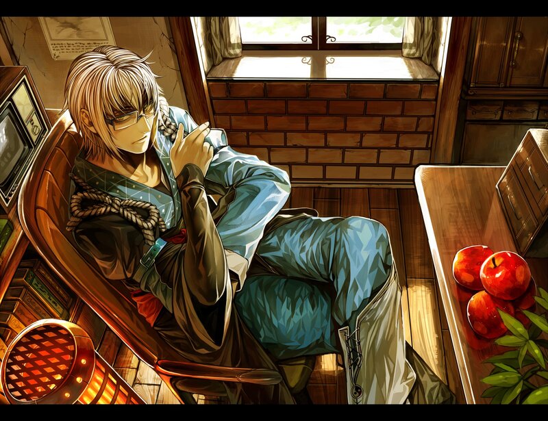 anime character in a cozy room