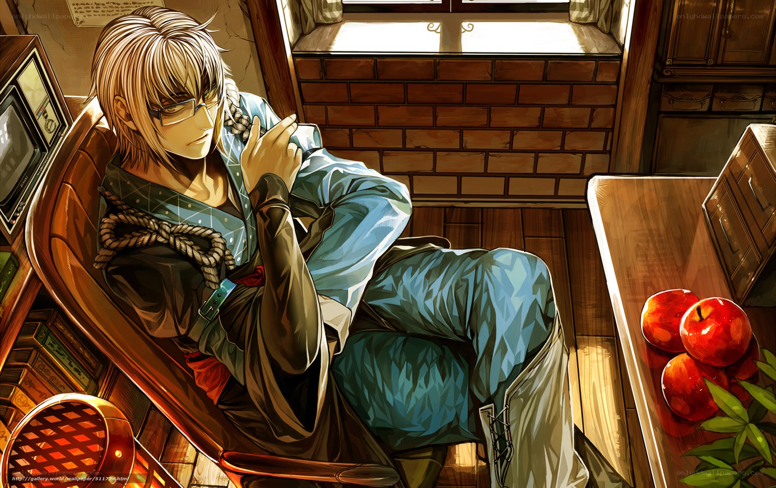 Anime character in a cozy room
