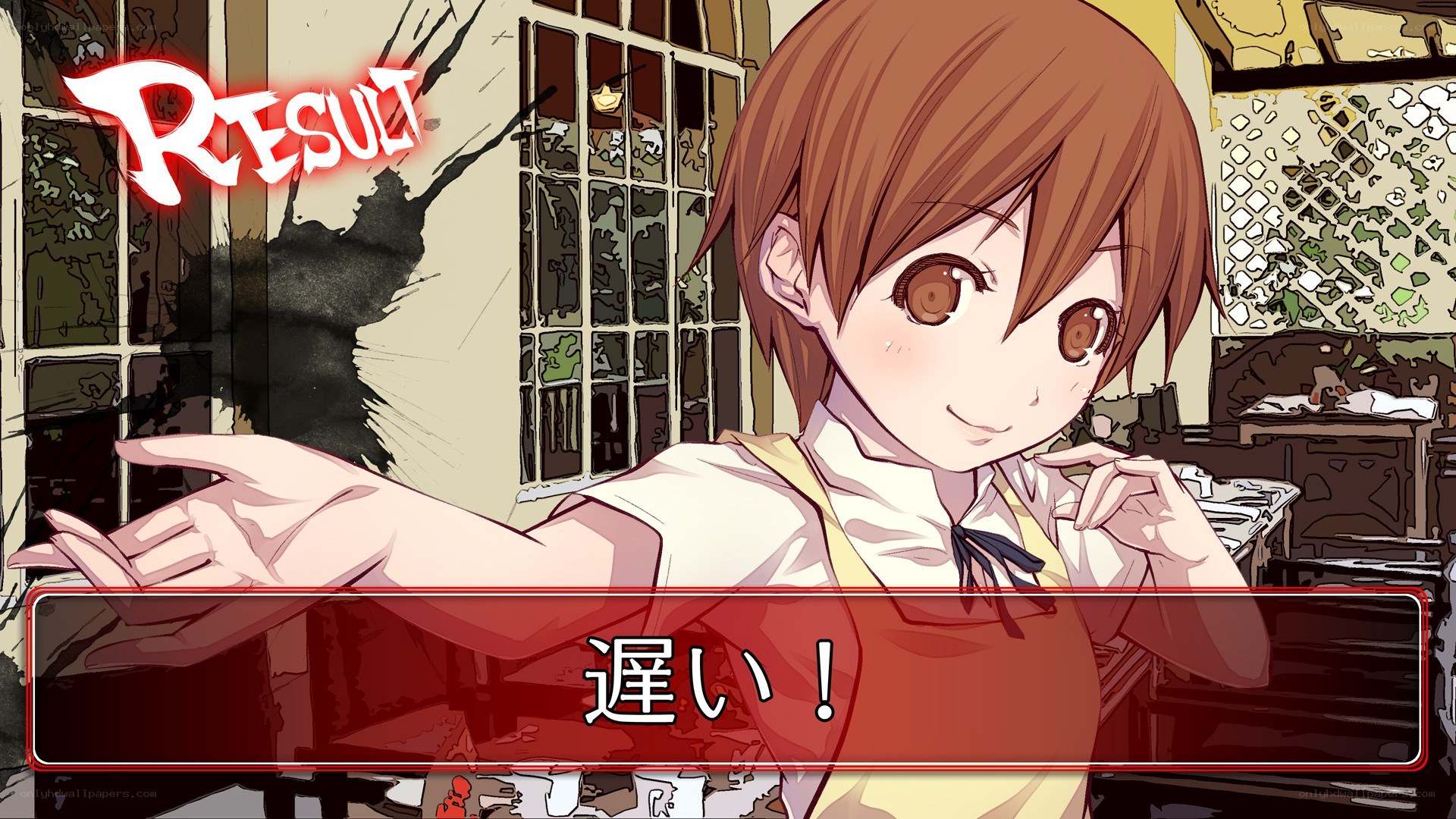 Anime character in a damaged room