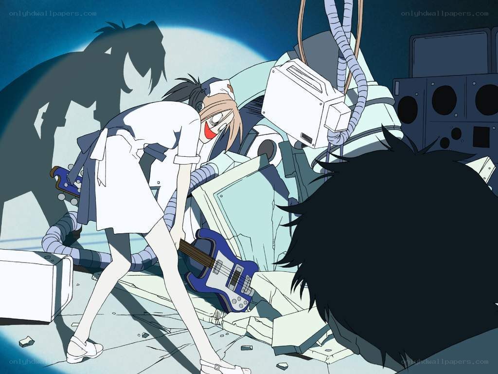 Anime character in a damaged room