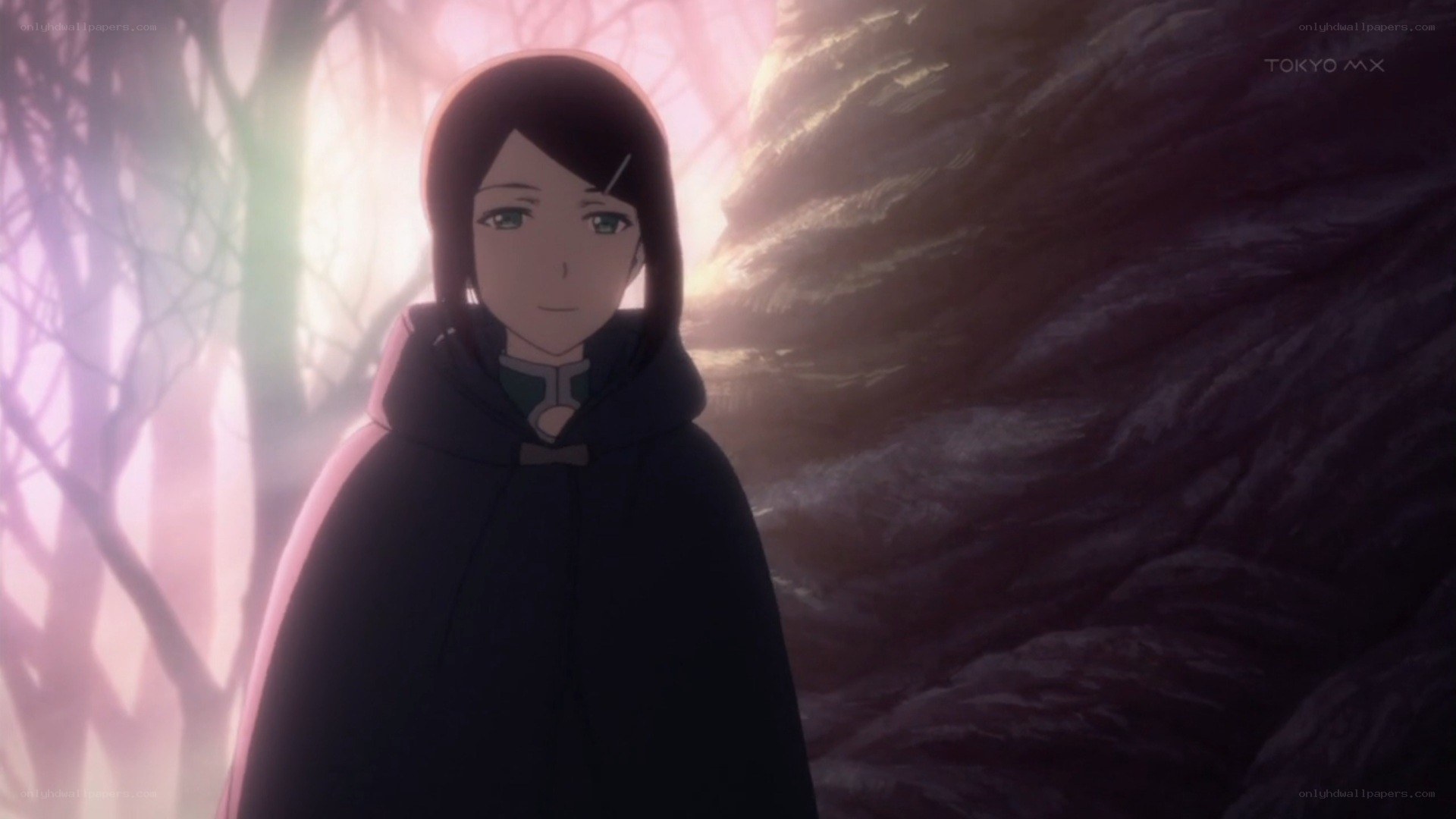 anime character in a dark forest