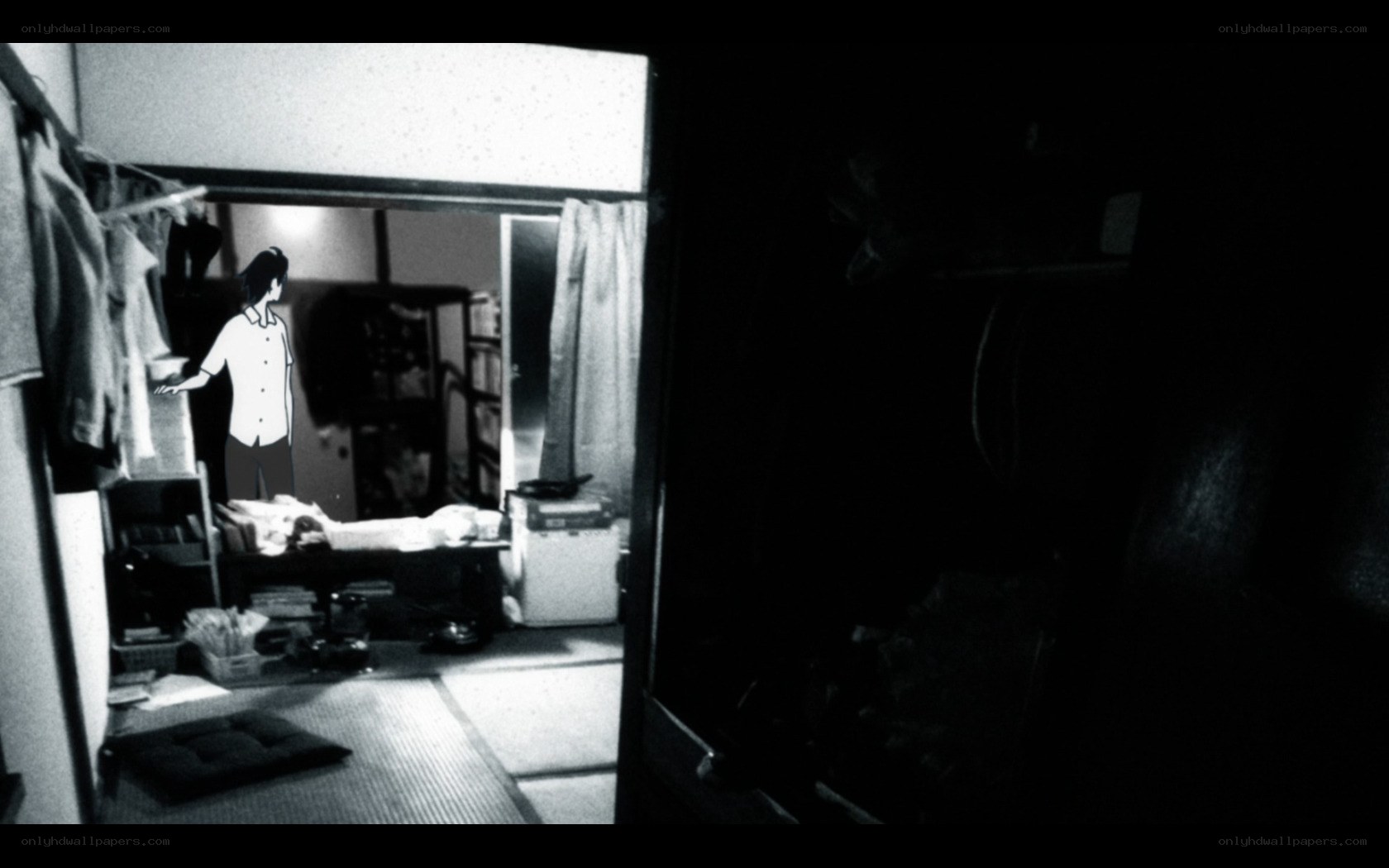 anime character in a dark room