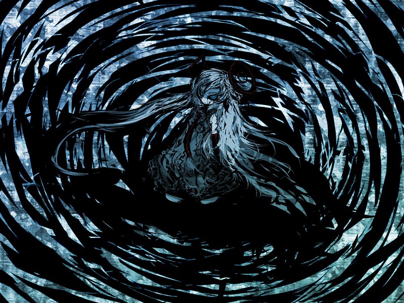 anime character in a dark vortex