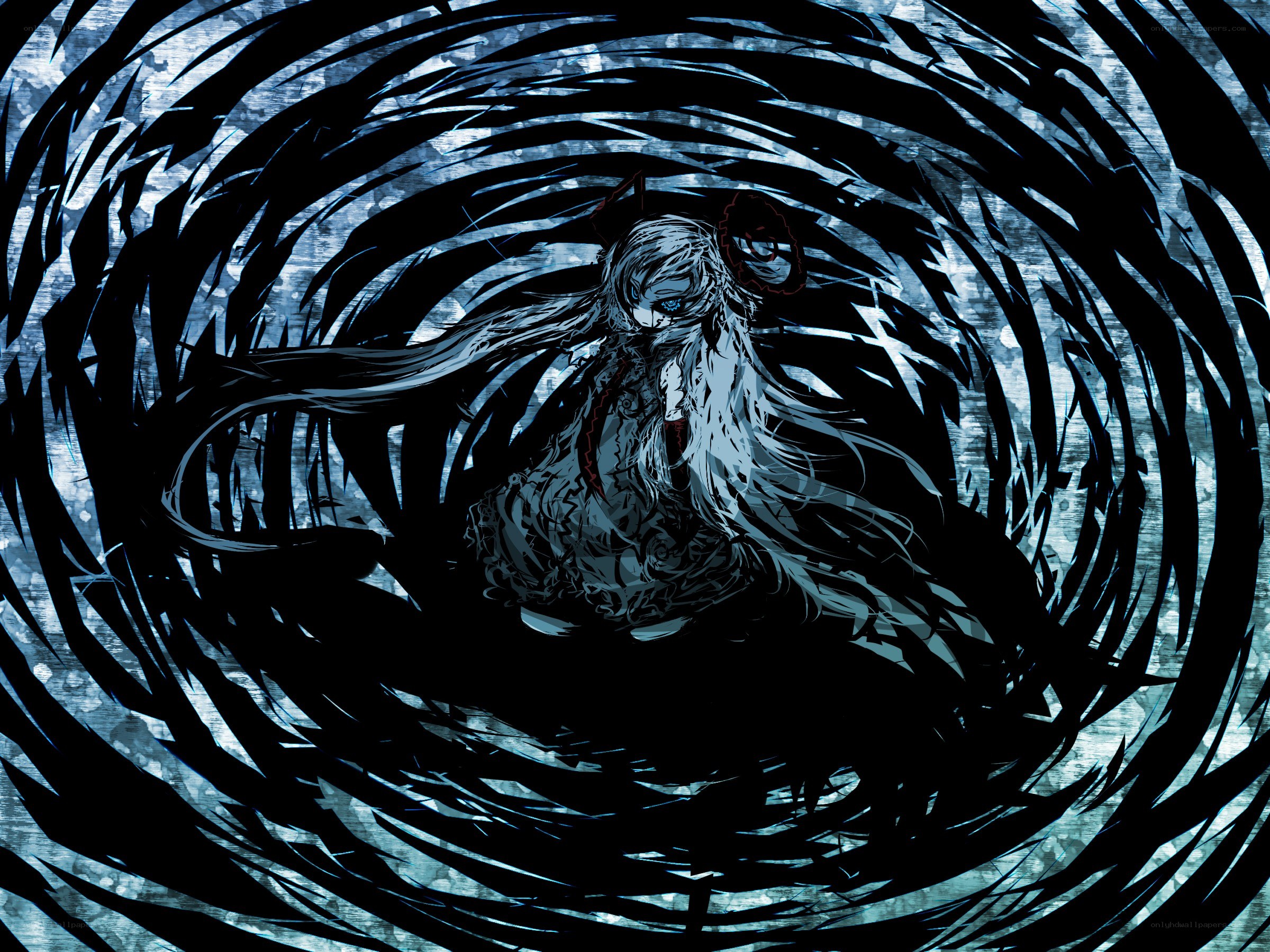 anime character in a dark vortex