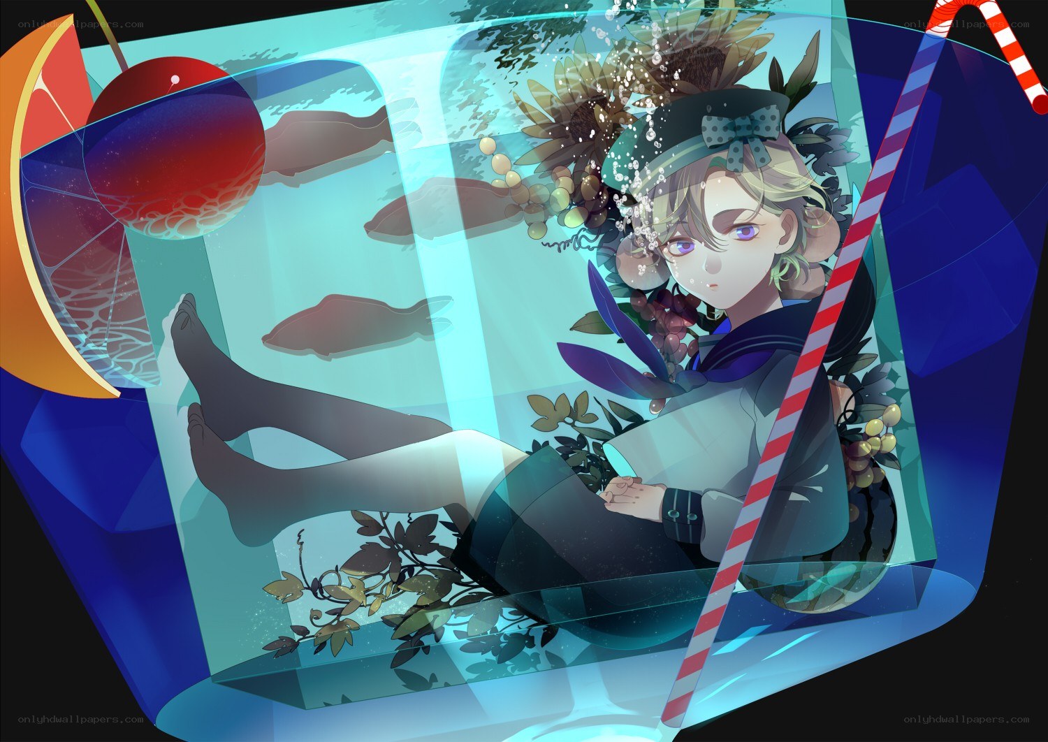 anime character in a drink