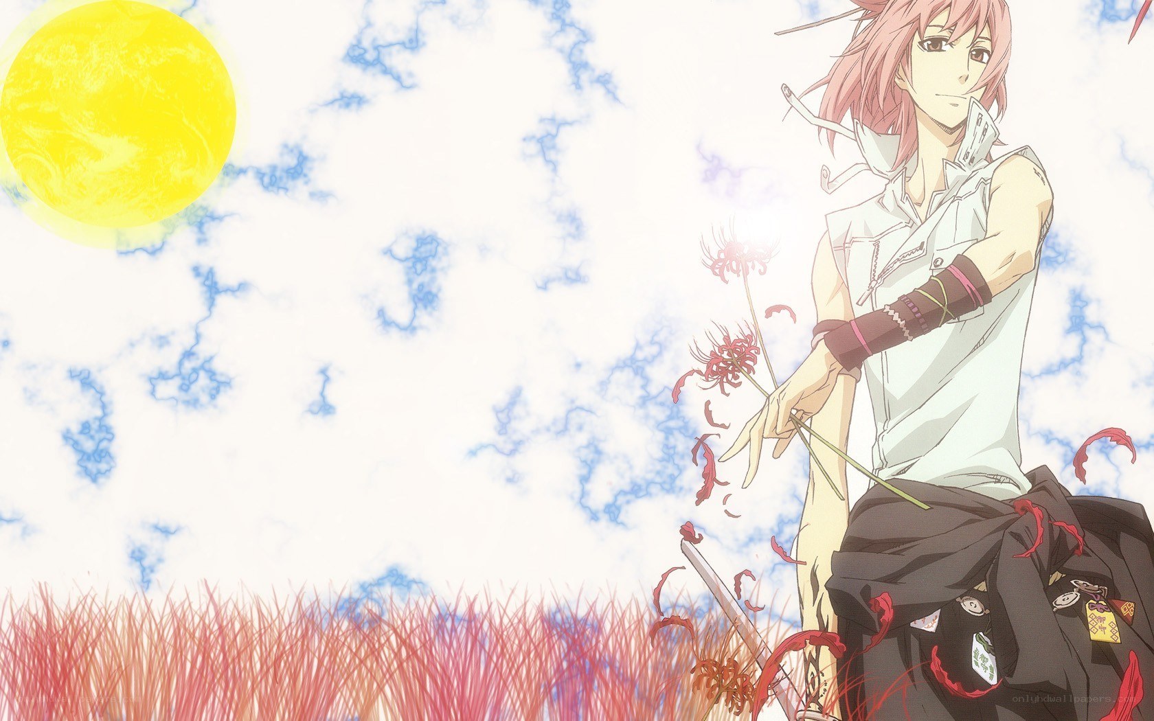 anime character in a field