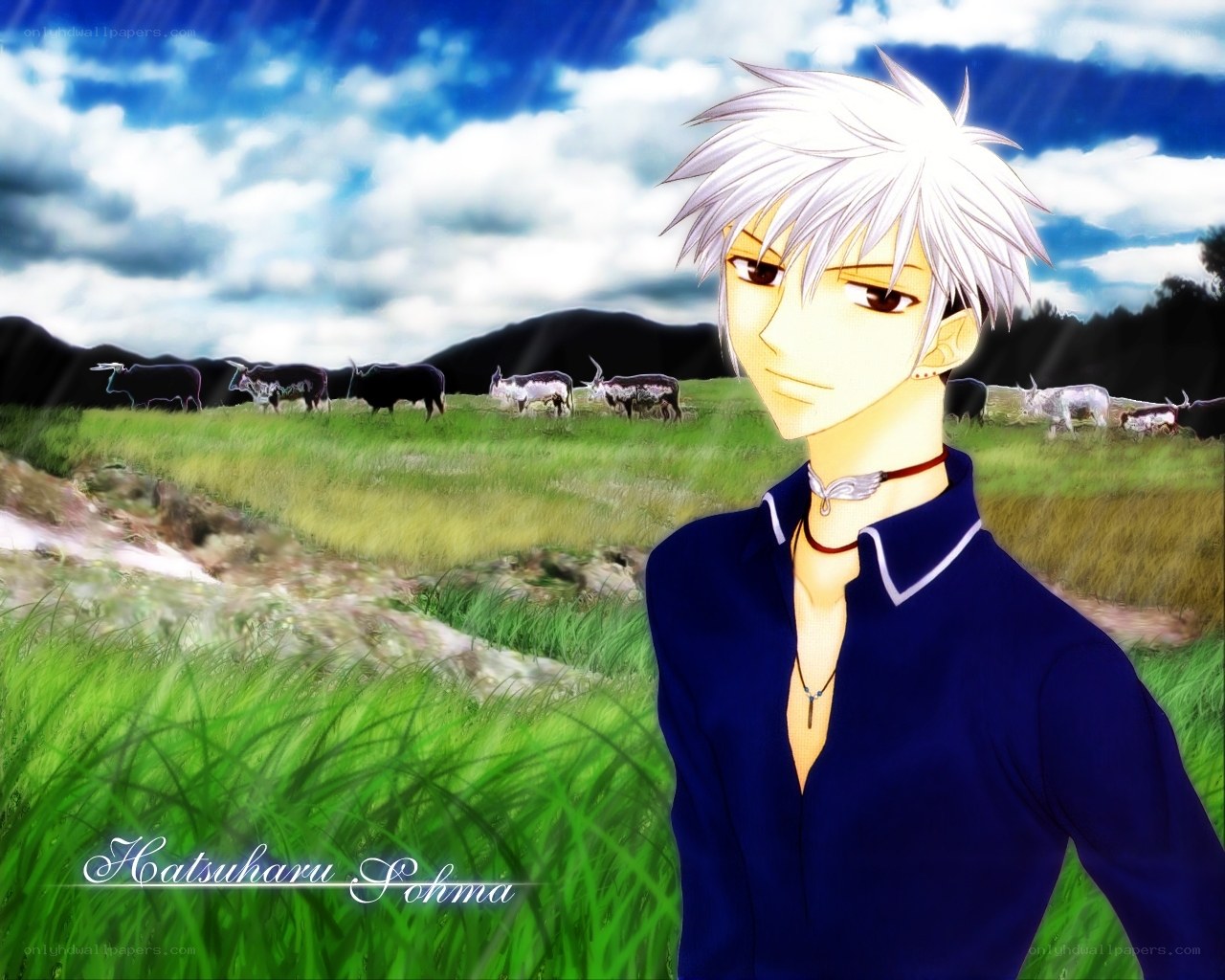 Anime character in a field