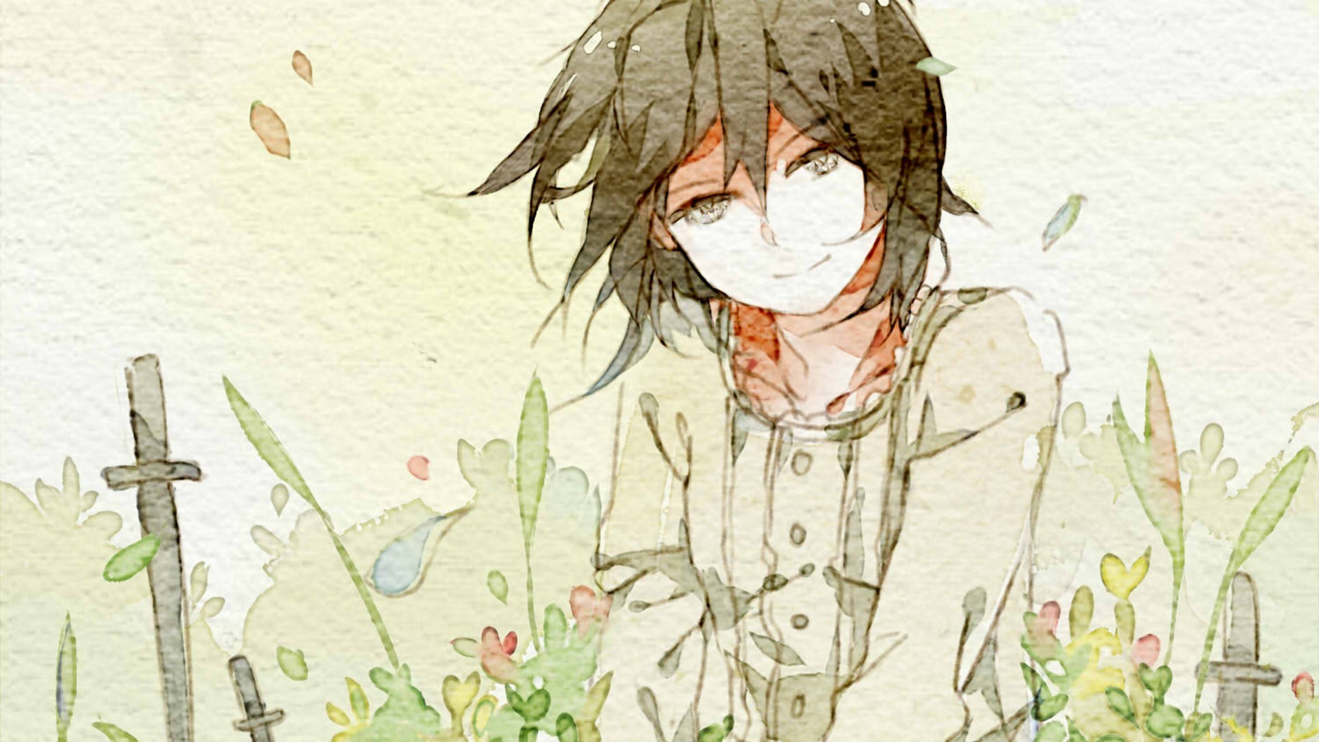 anime character in a garden