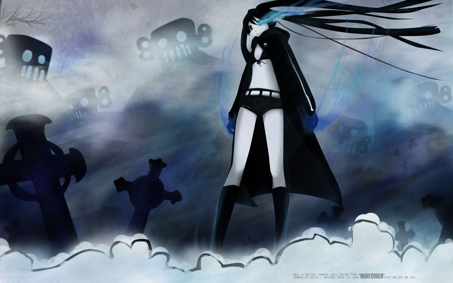 Anime character in a graveyard