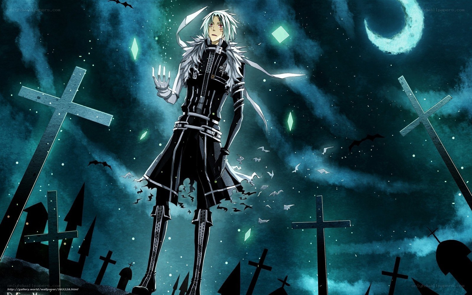 Anime character in a graveyard