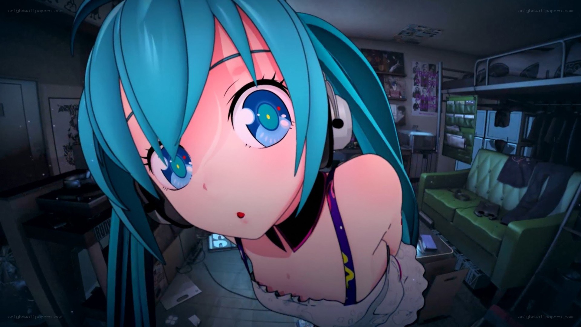 anime character in a messy room