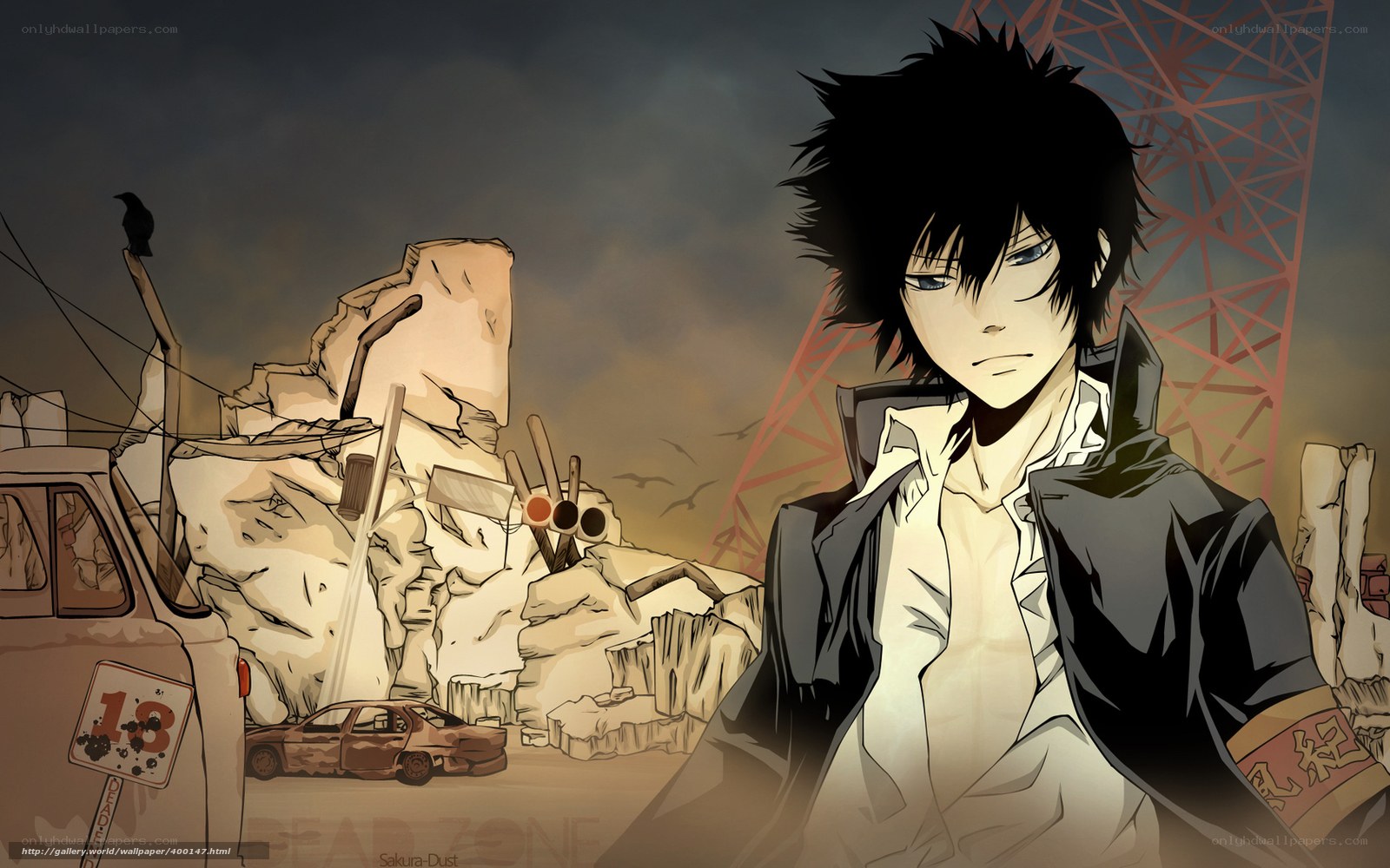 Anime character in a post-apocalyptic zone