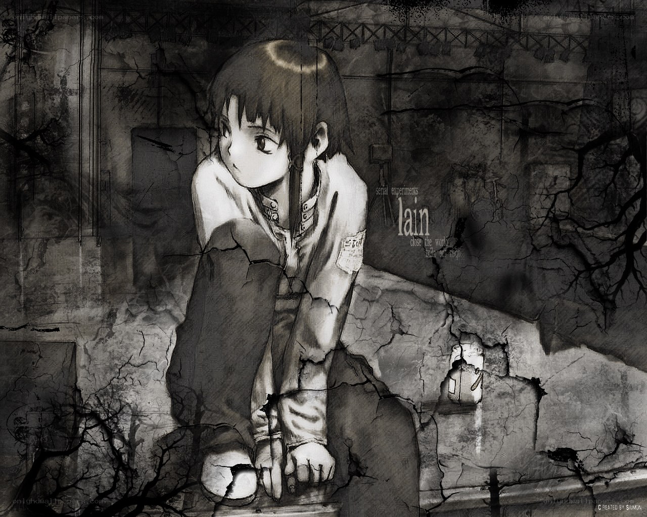 anime character in a ruined setting