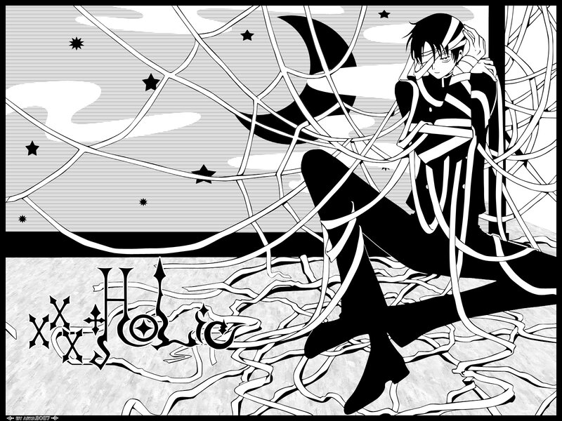 anime character in a web of lines