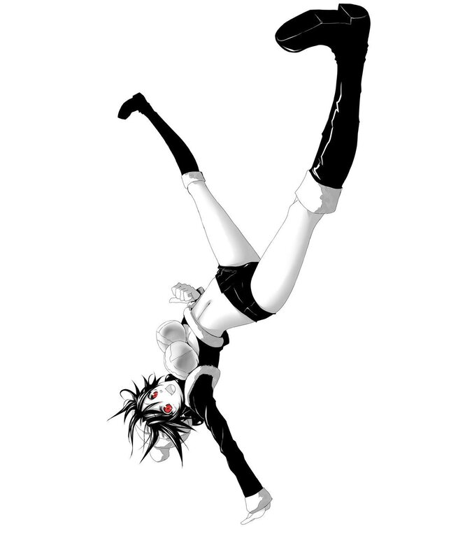 anime character in acrobatic pose