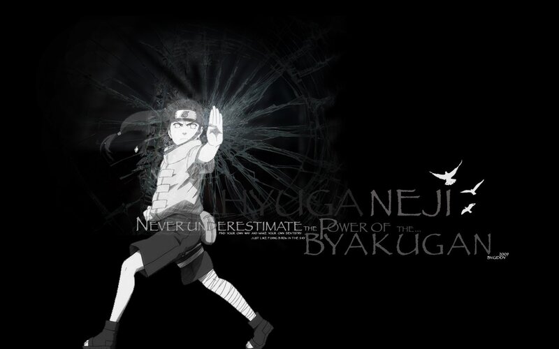 Anime Character in Action — Black, Dramatic, Digital Art, Text