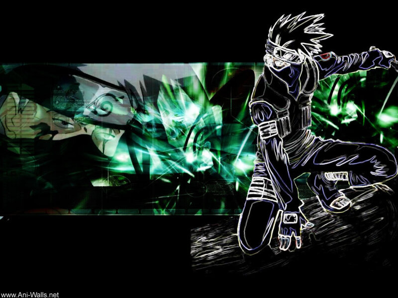 Anime Character in Action — Black, Dramatic, Green Energy, Digital Effects