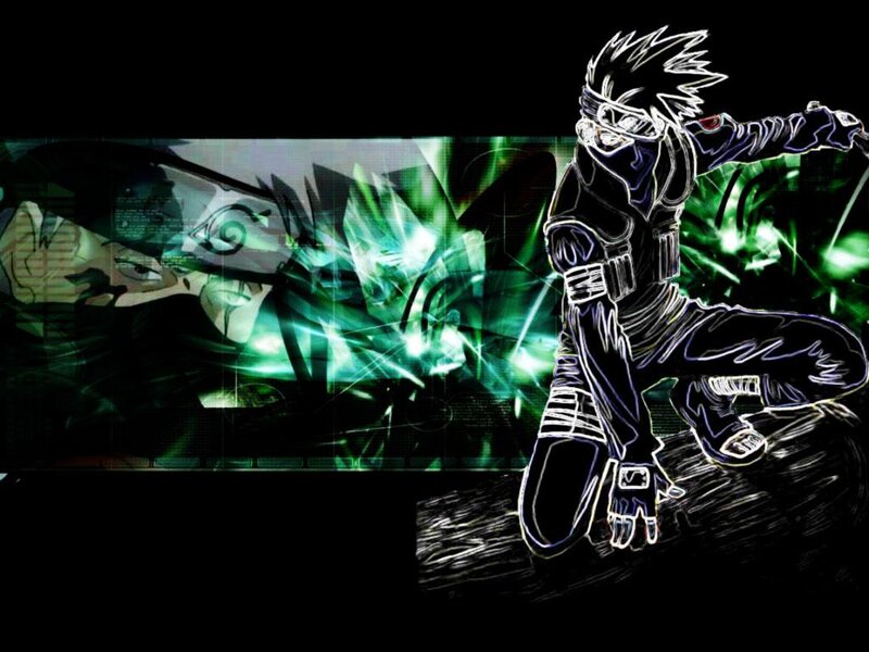 Anime Character in Action — Black, Dramatic, Green Energy