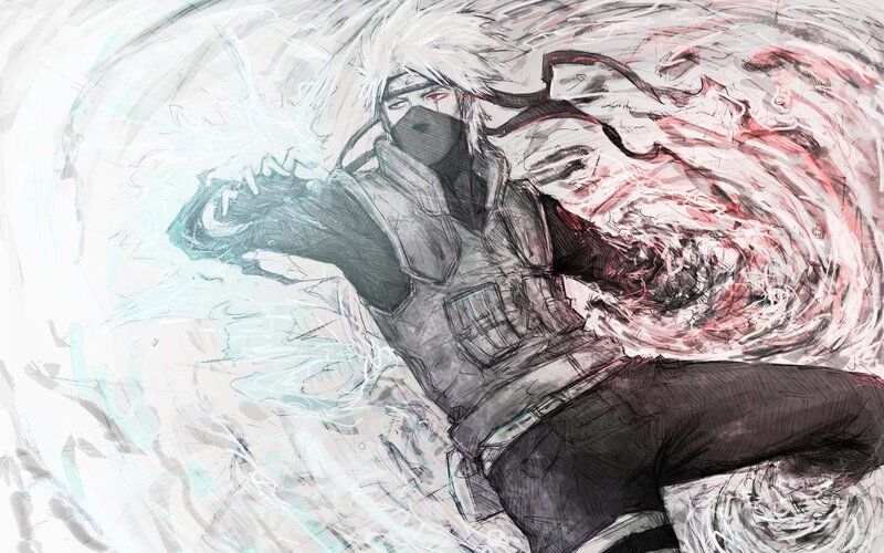 Anime Character in Action — Black, Dramatic, Manga, Mask, Headband