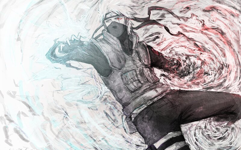 Anime Character in Action — Black, Dramatic, Manga, Mask, Sleeveless Jacket