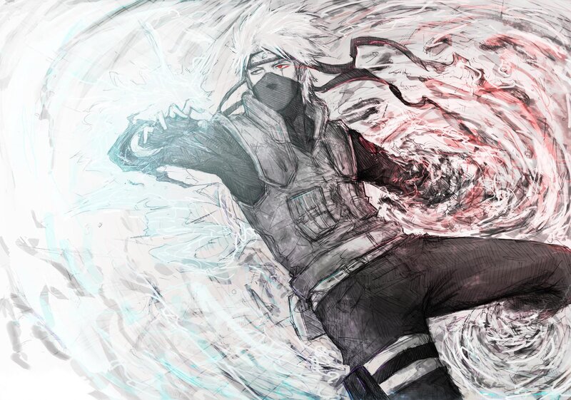 Anime Character in Action — Black, Dramatic, Manga, Mask