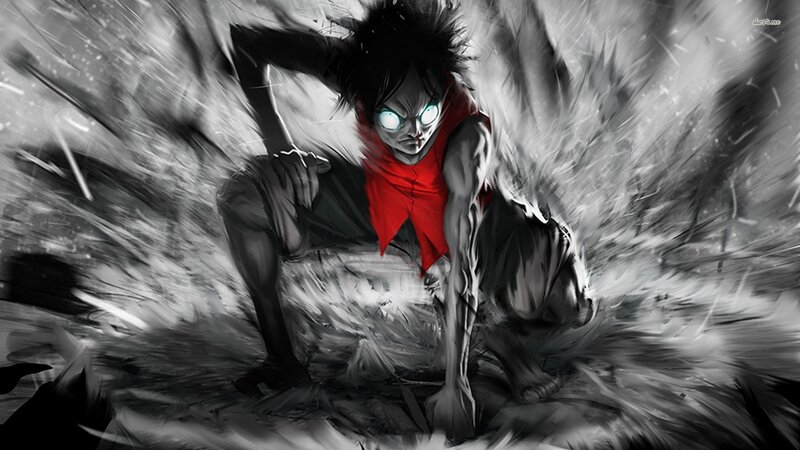 Anime Character in Action — Black, Dramatic, Manga, Red Scarf