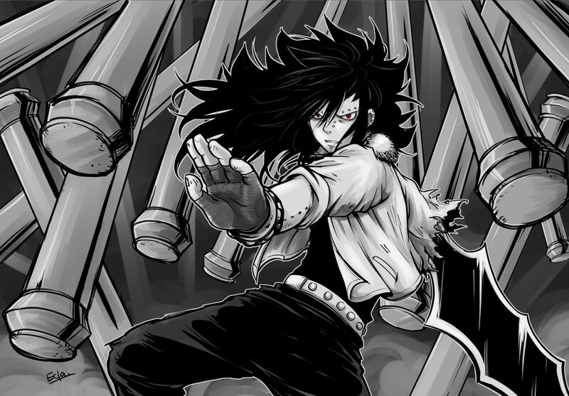 Anime Character in Action — Black, Dramatic, Manga, Spiky Hair, Red Eyes
