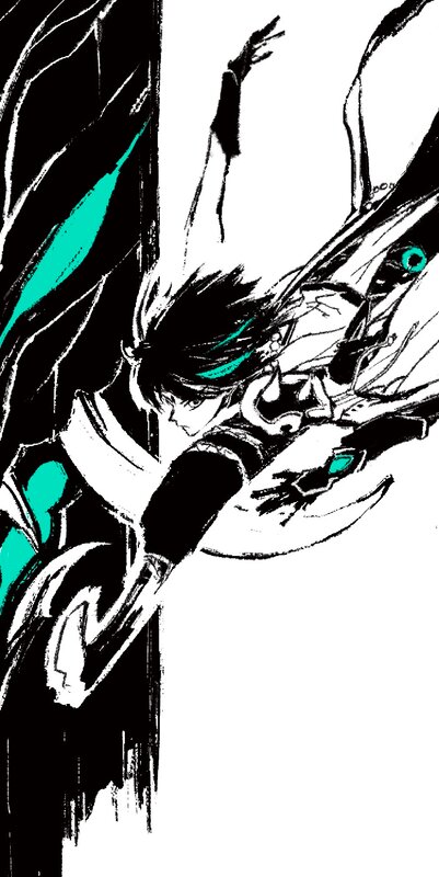 Anime Character in Action — Black, Dramatic, Manga, Sword, Wings