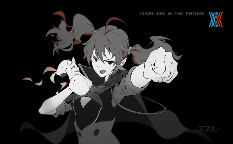 Anime Character in Action — Black, Dramatic, Pigtails