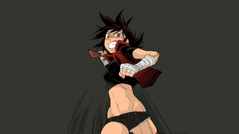 Anime Character in Action — Black, Intense
