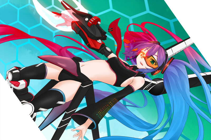 Anime Character in Action — Blue, Dynamic, Digital Art