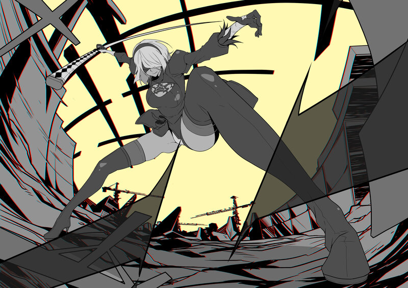 Anime Character in Action — Gray, Dramatic