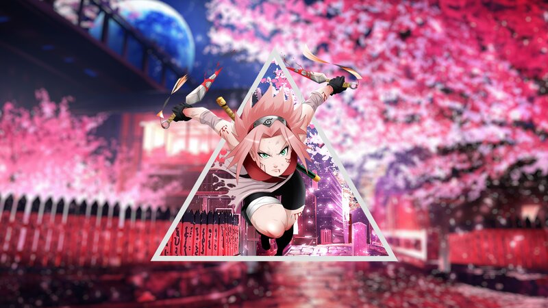 Anime Character in Action — Pink, Dramatic, Night, Digital Art