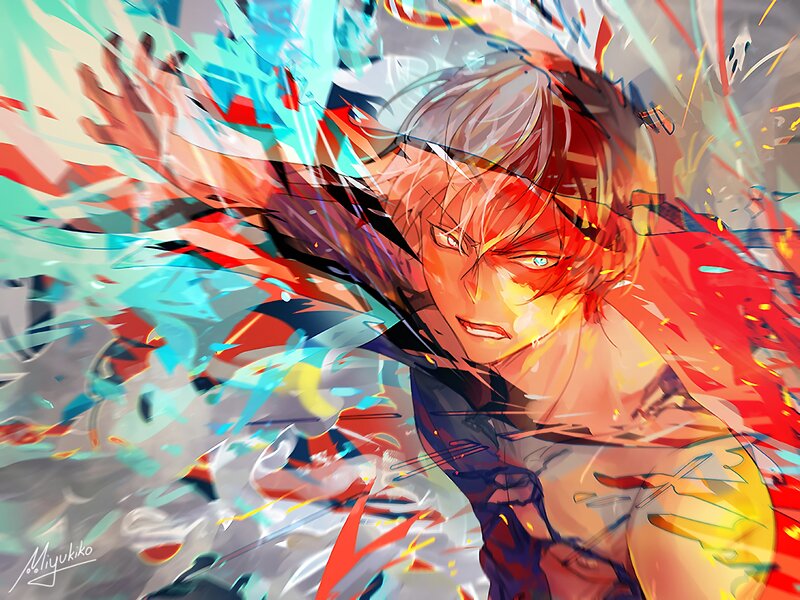 Anime Character in Action — Red, Dramatic, Intense, Digital Art