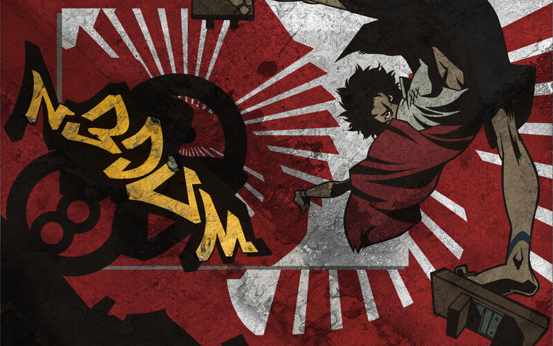 Anime Character in Action — Red, Dramatic, Manga, Sunburst