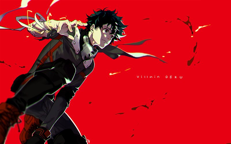 Anime Character in Action — Red, Dramatic, Red Background