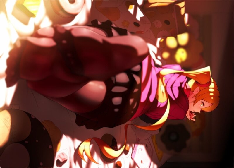 Anime Character in Action — Red, Dramatic, Sunset