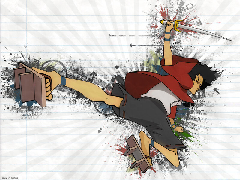 Anime Character in Action — Red, Dynamic, Intense, Manga, Sword