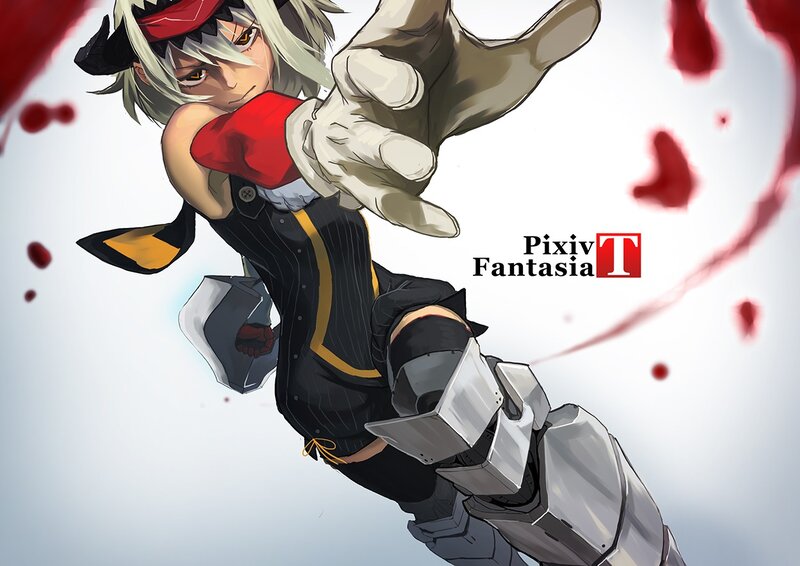 Anime Character in Action — White, Dramatic, Digital Art, Blood Splatter