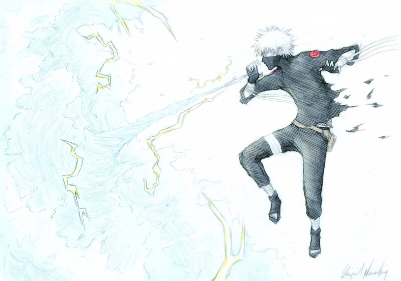 Anime Character in Action — White, Dramatic, Manga, Lightning