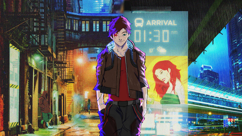 Anime Character in Alley — Purple, Nocturnal