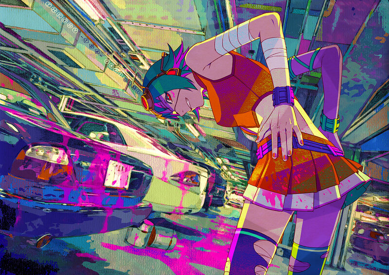 Anime Character in Alley — Purple