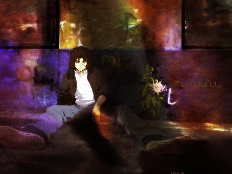 Anime character in alleyway