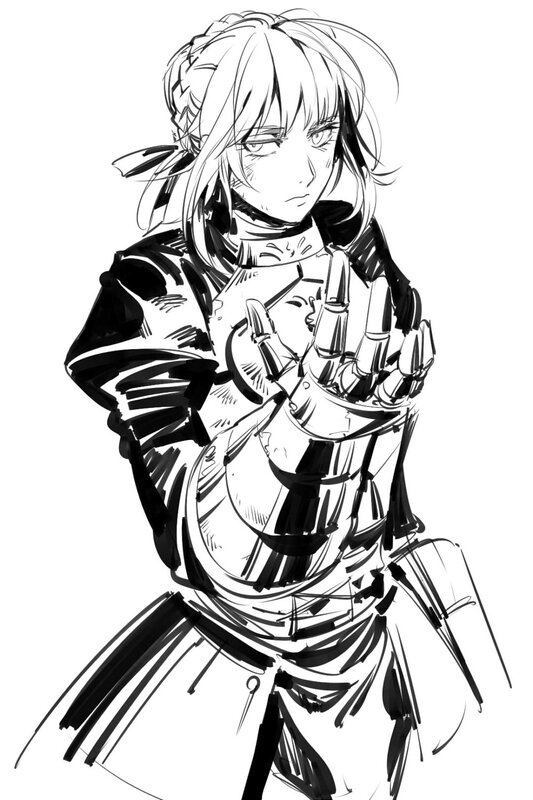 Anime Character in Armor — Black, Dramatic, Manga